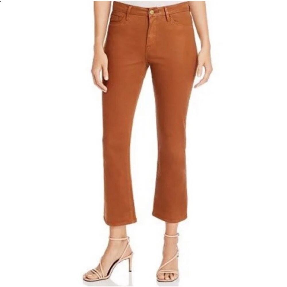 Frame Denim Women's Size 26 Le Crop Mini Boot Cut Jeans‎ Caramel Coated Mid Rise